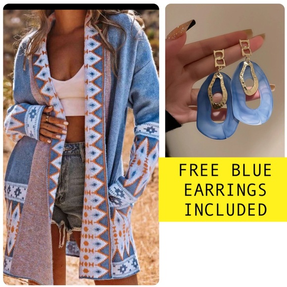 Fall - Bohemian Cardigan Long Sleeve blue - Picture 2 of 3